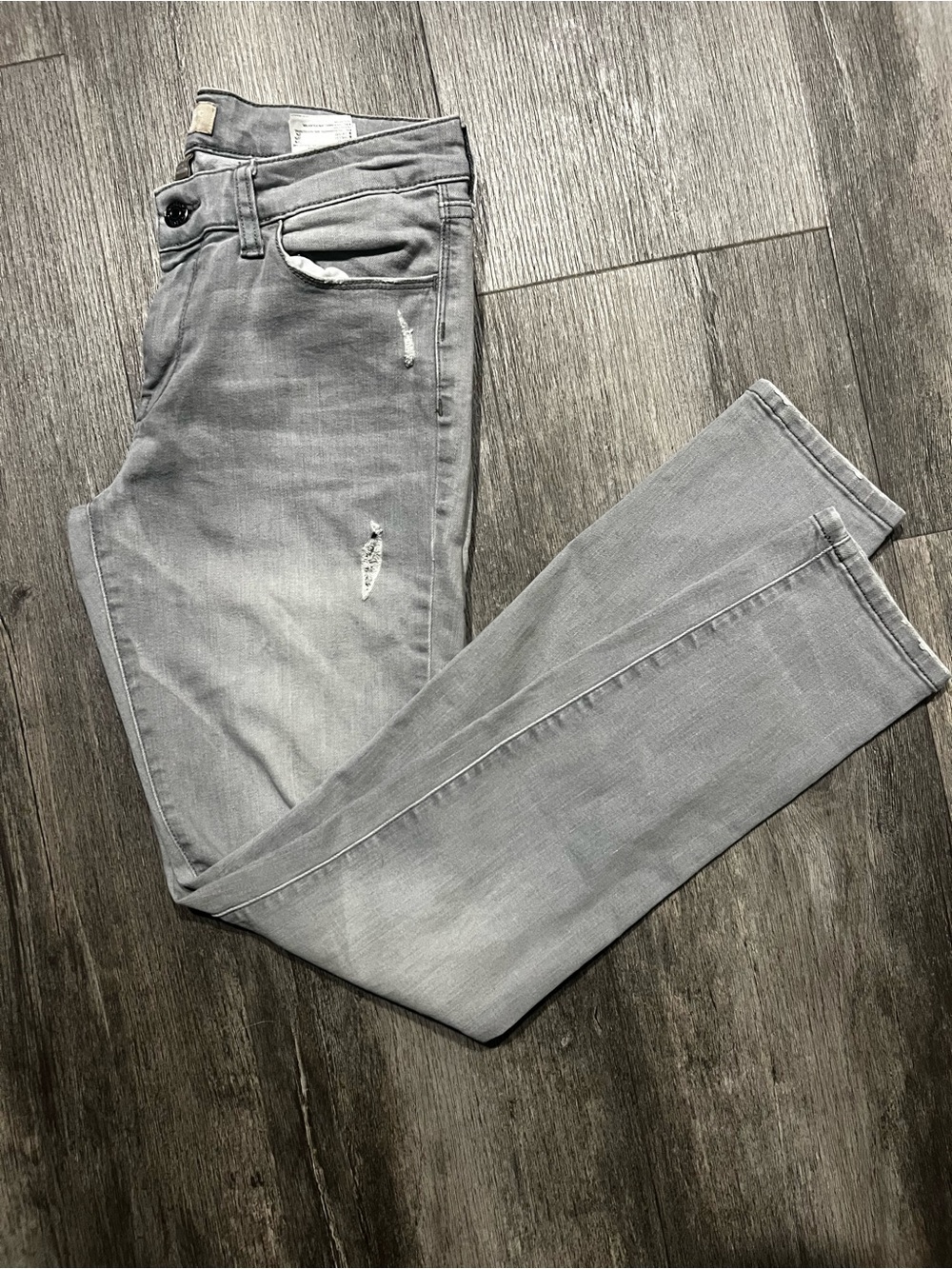 Banana Republic light gray distressed skinny jeans